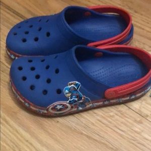 Boys captain America crocs